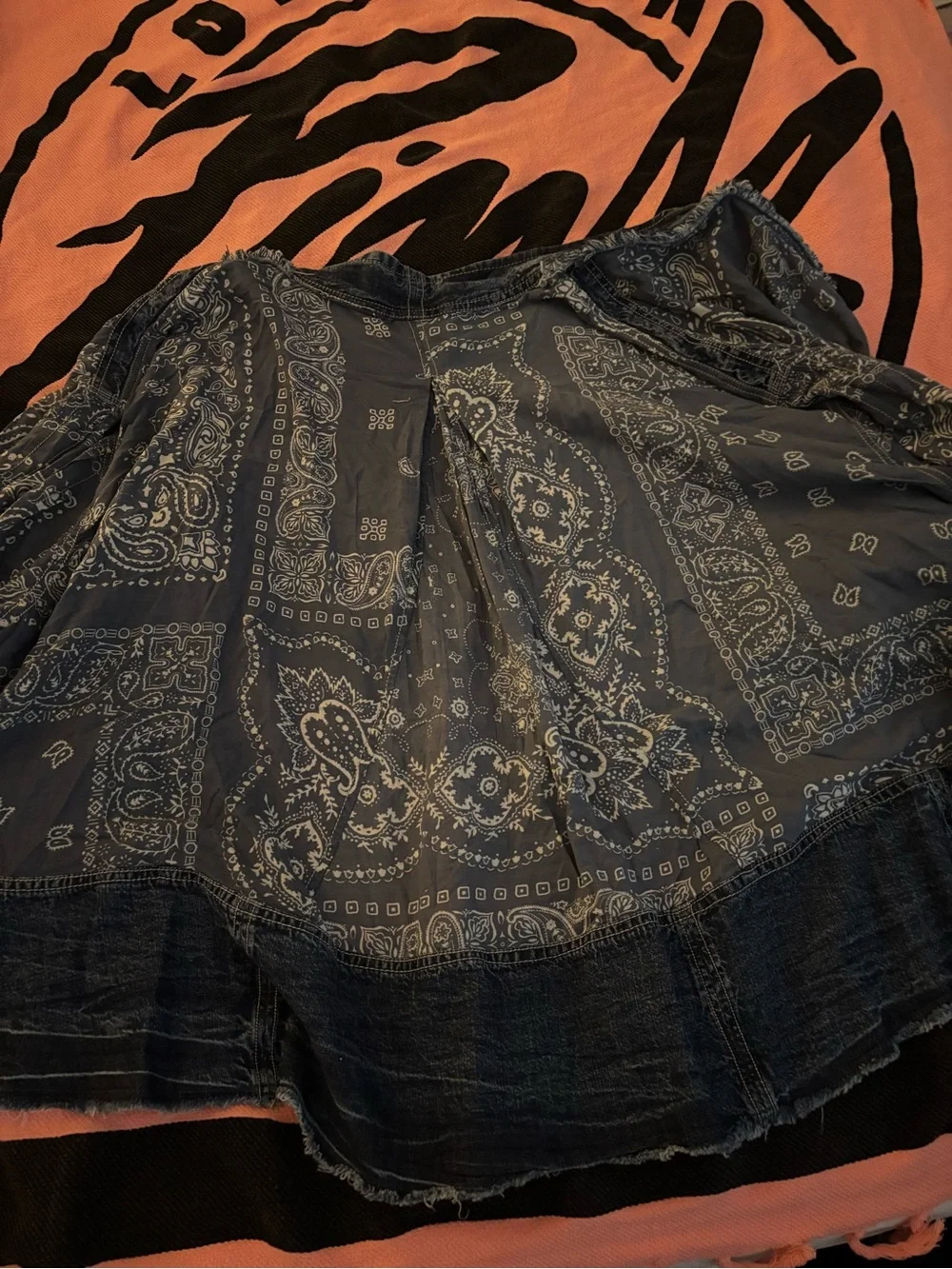 NEW Free People Indigo Patchwork Bandana Jacket
